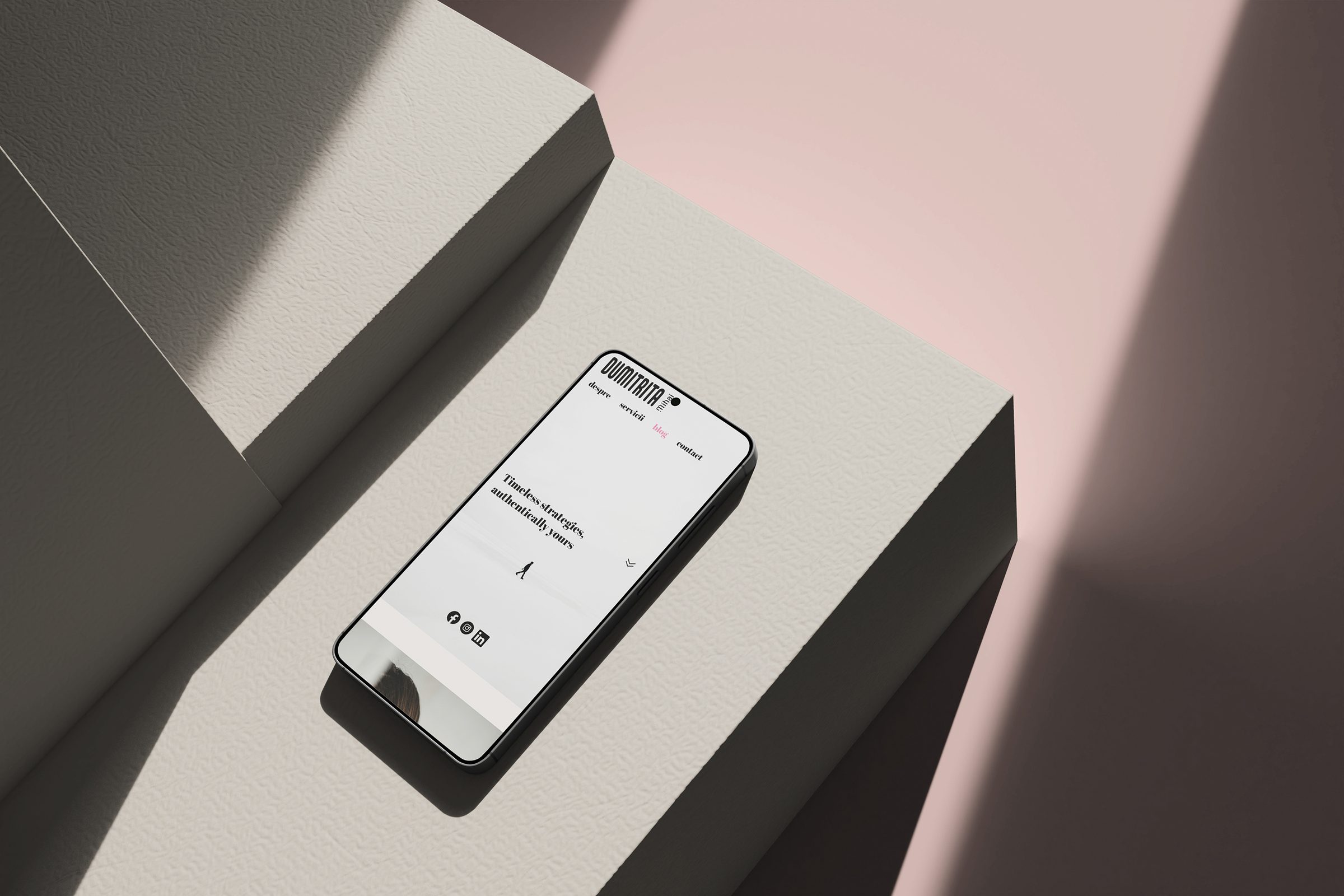 Dumitrita Mihai website shown on a smartphone mockup