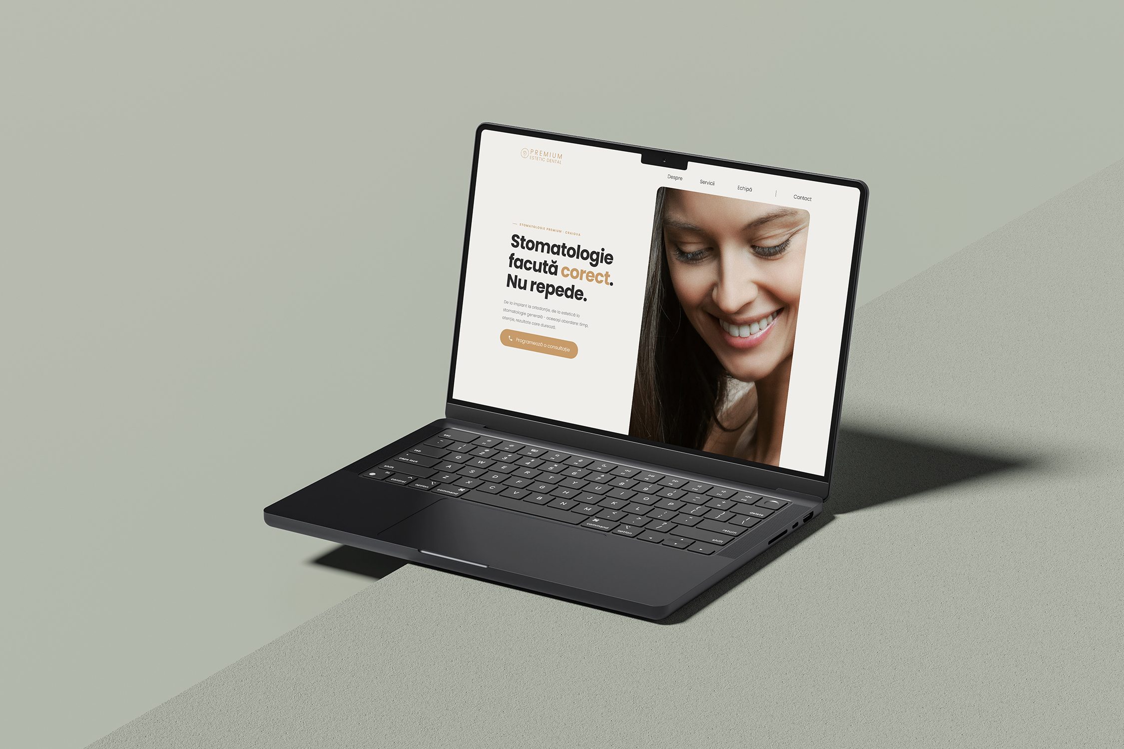 Premium Estetic Dental website shown on a laptop mockup