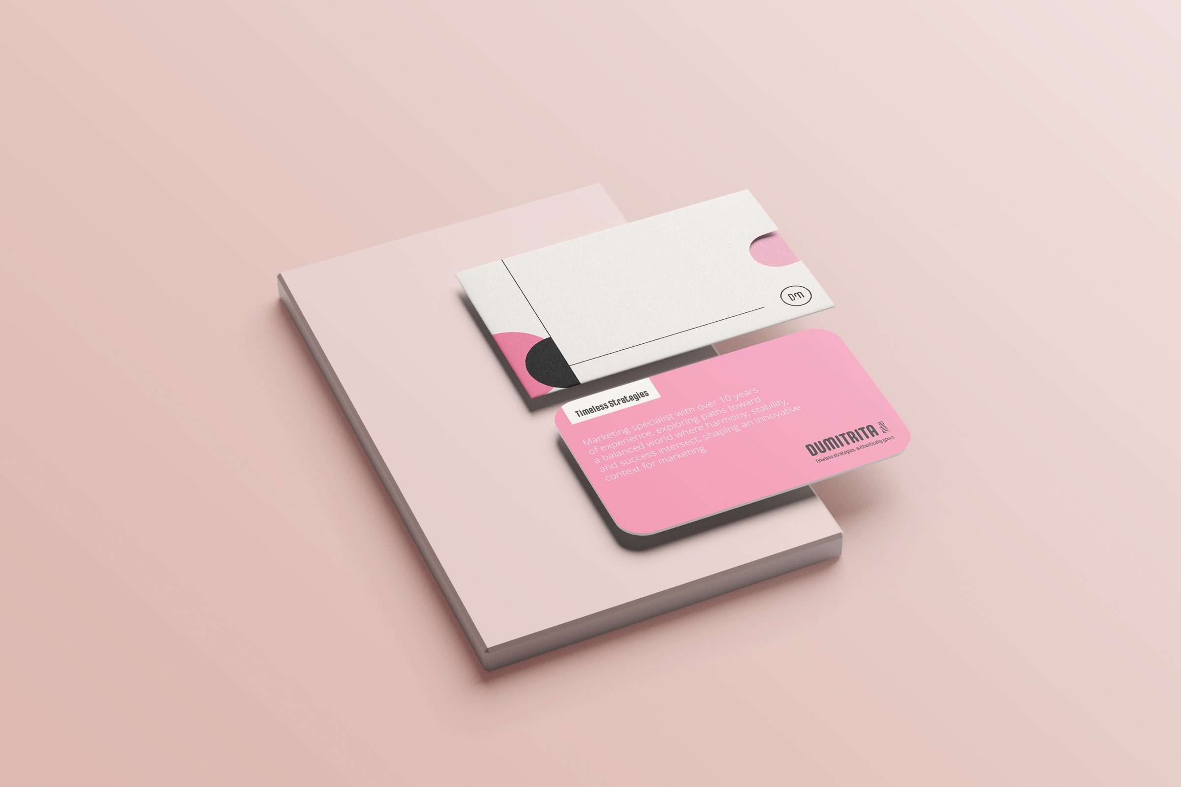 Dumitrita Mihai pink business cards and stationery mockup